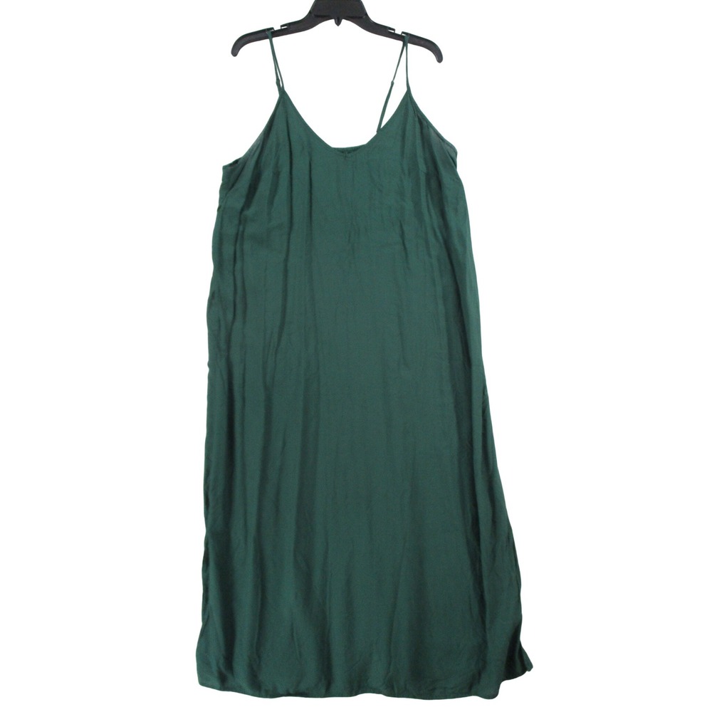 Spaghetti Strap Maxi Dress Green V-Neck Plus Size 1X